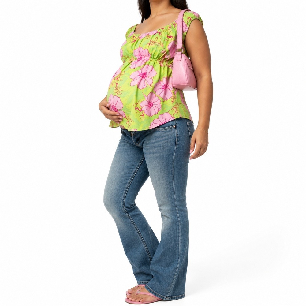 Y2K Maternity floral babydoll off the shoulder top medium